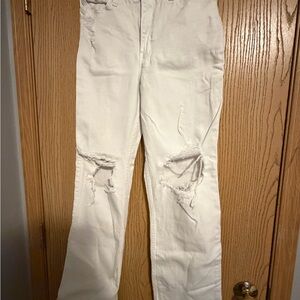 Hollister Women's Straight Leg Jeans in Cream/White